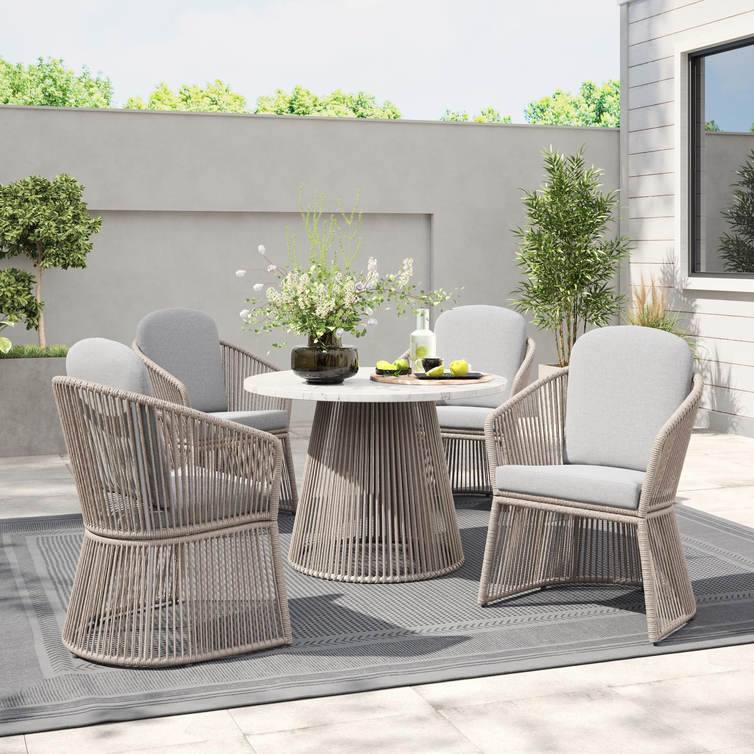 SUNSITT Patio Chairs Set of 4, Woven Wicker Outdoor Dining Chairs w/Weather-Resistant Cushions, M... | Amazon (US)