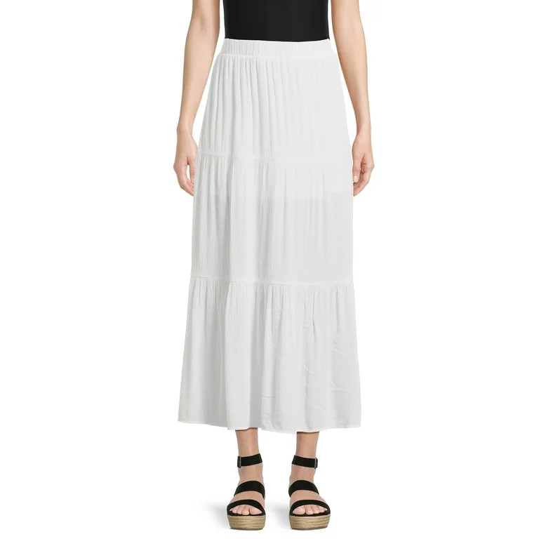 No Boundaries Juniors Tiered Woven Maxi Skirt, Sizes XS-XXXL | Walmart (US)