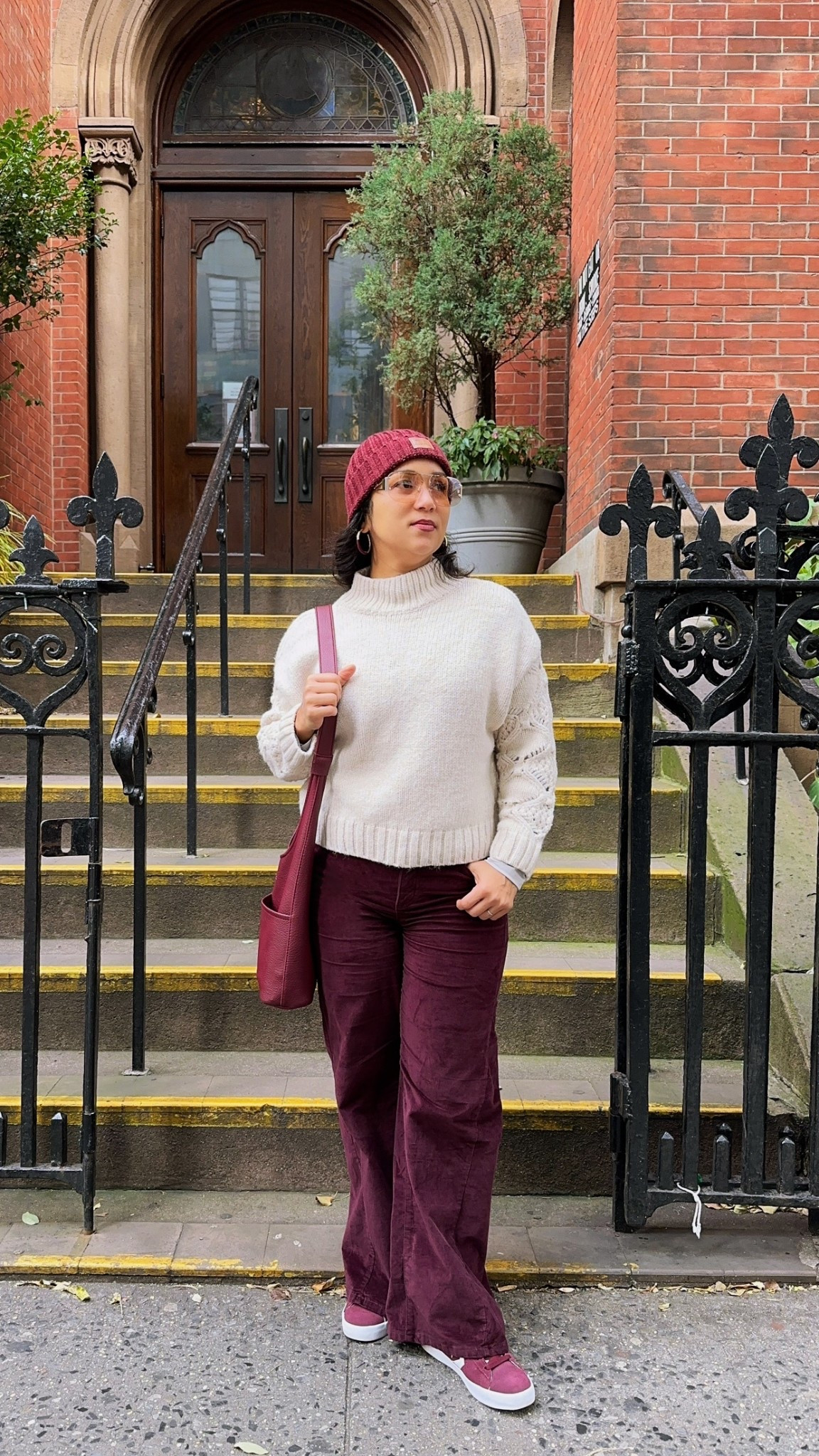 Cozy layers for the NYC chill - a soft knit sweater, burgundy velvet jeans, and a cute beanie to keep me warm yet sleek all day. ❄️

Fall outfit, winter outfit, vacay outfit, street wear, burgundy outfit, cold weather outfit, knit sweaters

#LTKootd #LTKCyberWeek #LTKHoliday