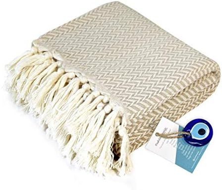 Luxury Boho Fringe Throw Blanket Decorative Lightweight 100% Cotton |40”x71”| for Bed Chair Couch So | Amazon (US)