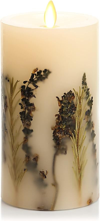 Luminara Realistic Artificial Moving Flame Pillar Candle with Lavender & Rosemary Inclusion - Mov... | Amazon (US)