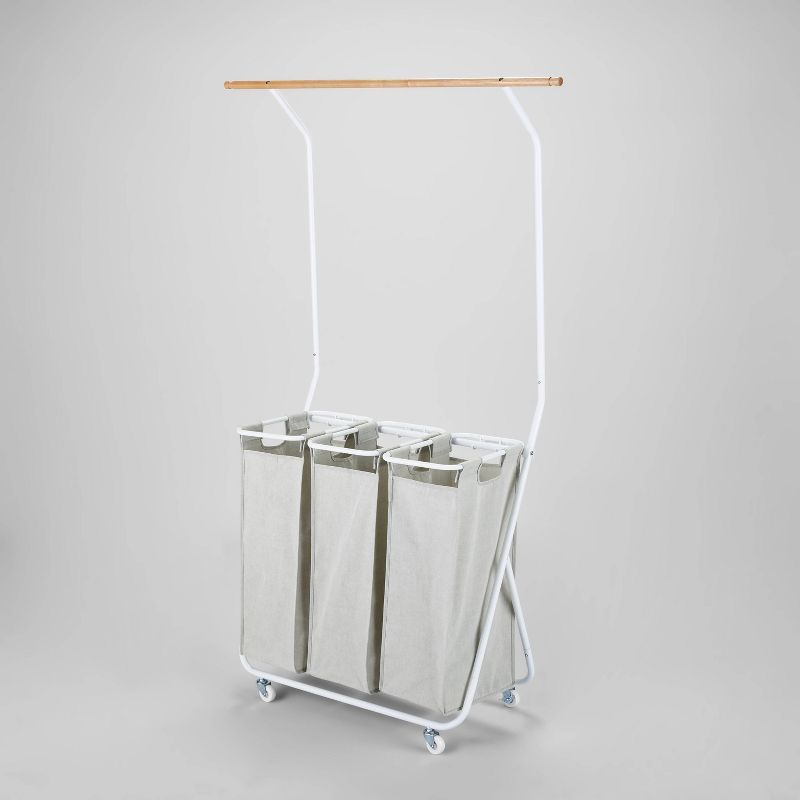 Rolling Triple Laundry Sorter with Hangbar - Brightroom™ | Target
