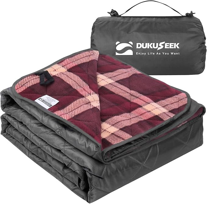 DUKUSEEK Large Camping Blanket - Waterproof, Quilted, Extra Thick Fleece, Warm, Windproof, Wearab... | Amazon (US)