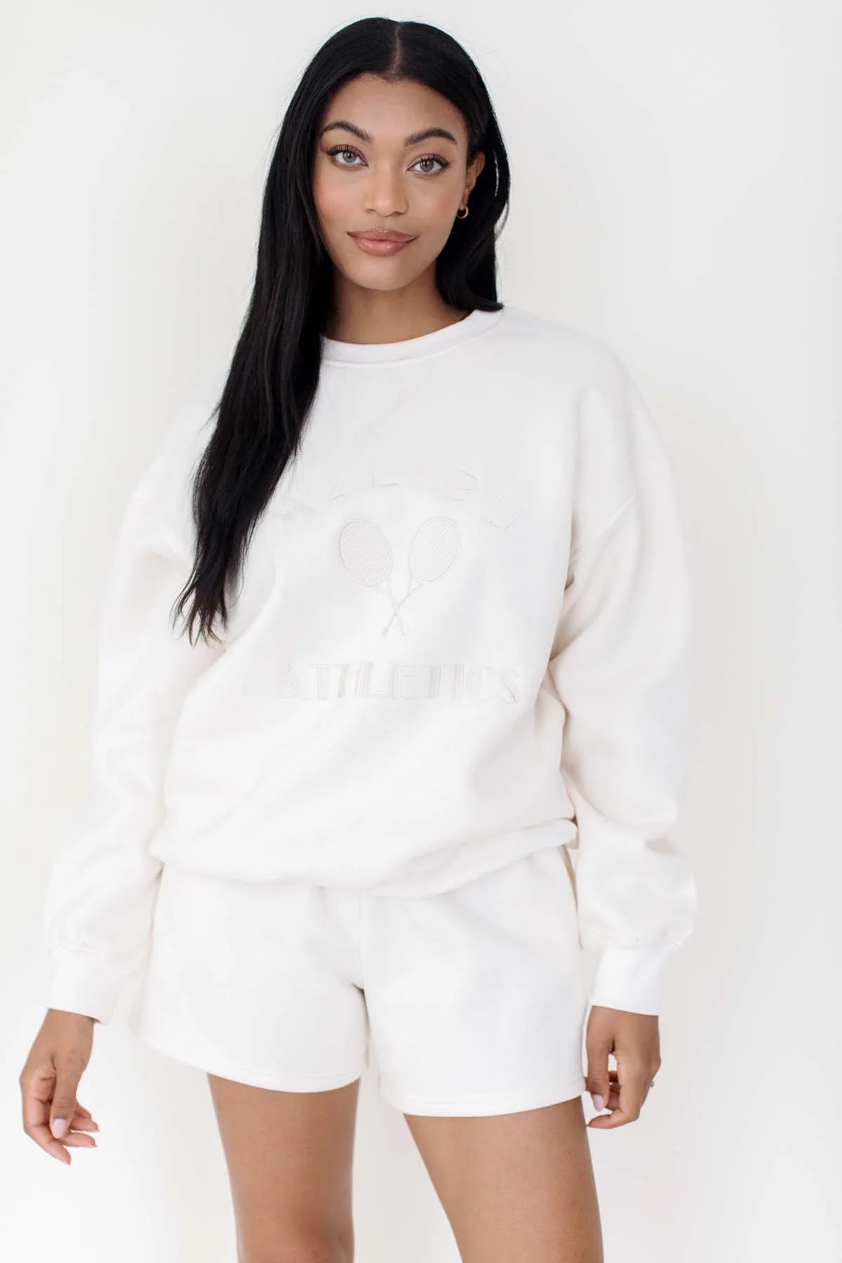 Malibu Ivory Tennis Sweatshirt | The Post