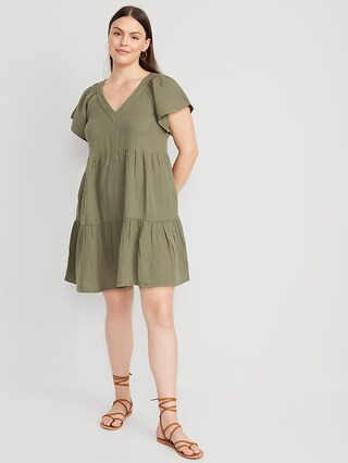 V-Neck Tiered Mini Swing Dress for Women | Old Navy (US)