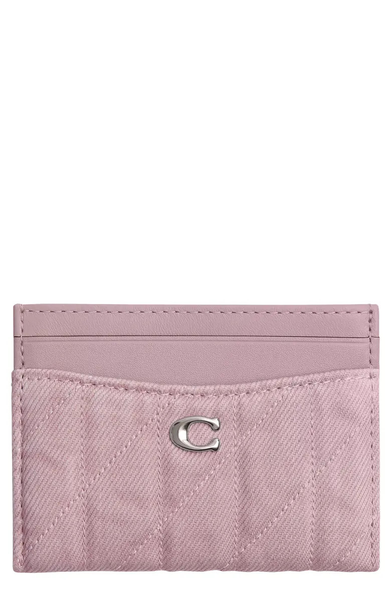 COACH Essential Quilted Denim & Leather Card Case | Nordstrom | Nordstrom