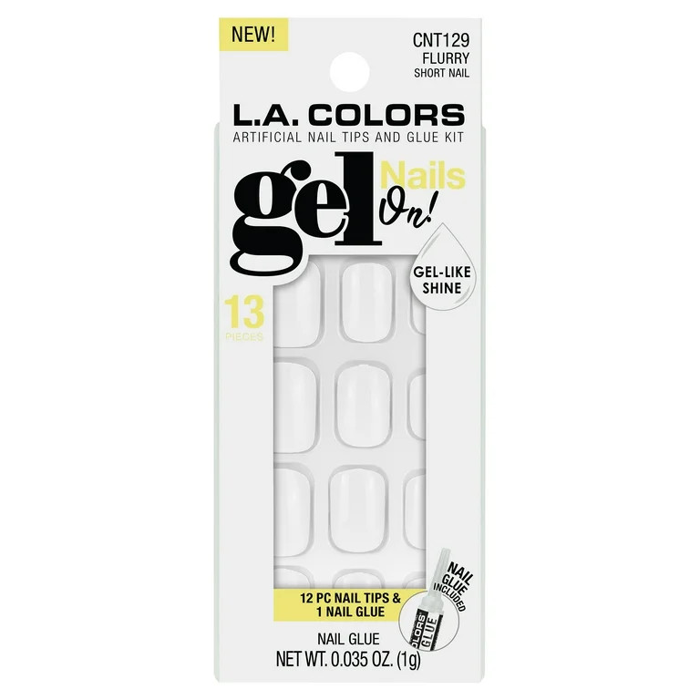 L.A. COLORS Gel Nails On Nail Tips, Flurry, 13 Pieces | Walmart (US)
