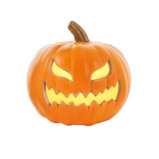 Home Accents Holiday 9 in. Orange Lighted Blow Mold Spooky-O-Lantern with Natural Stem-226275 - T... | The Home Depot