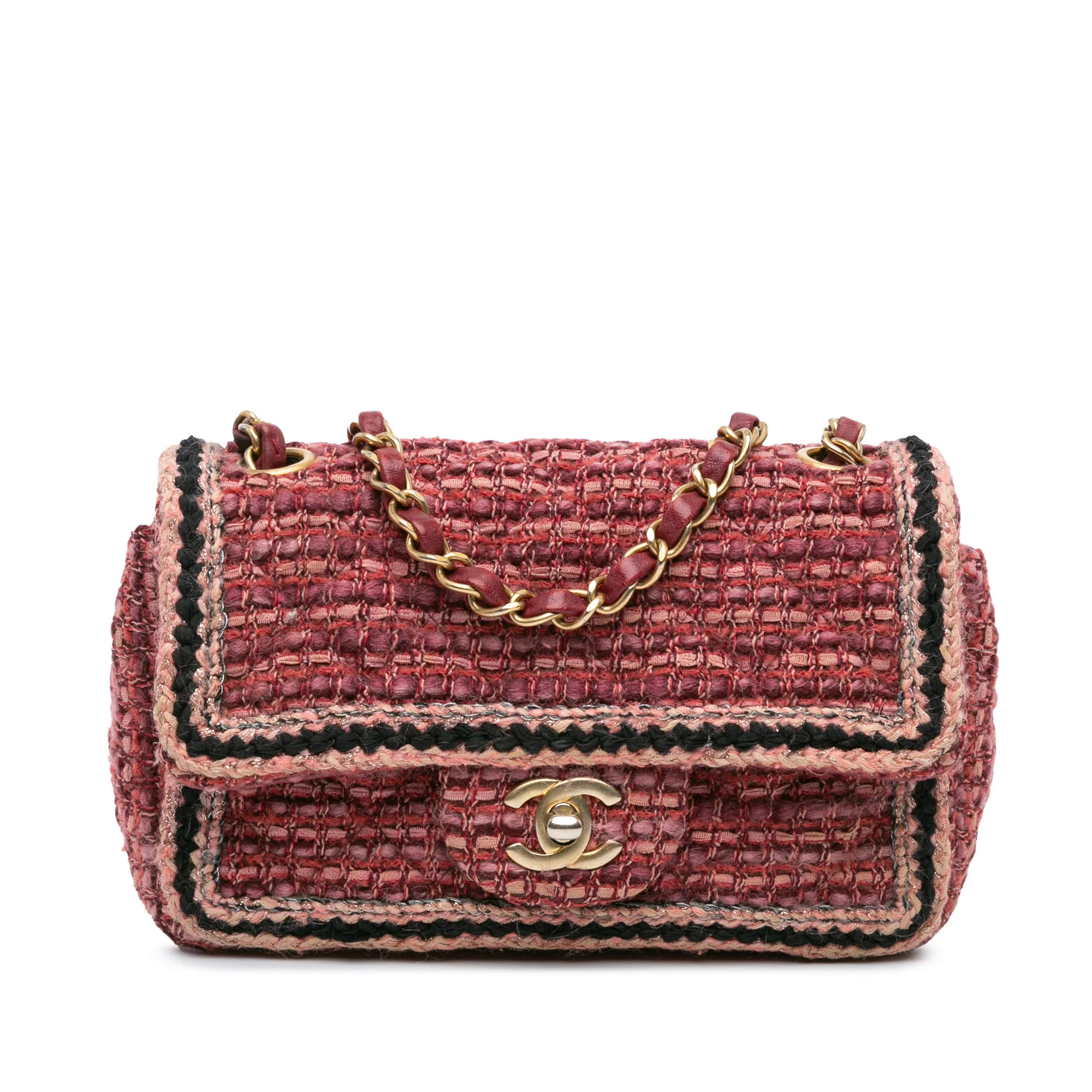 Red Chanel Mini Braided Classic Tweed Single Flap Bag | Designer Revival