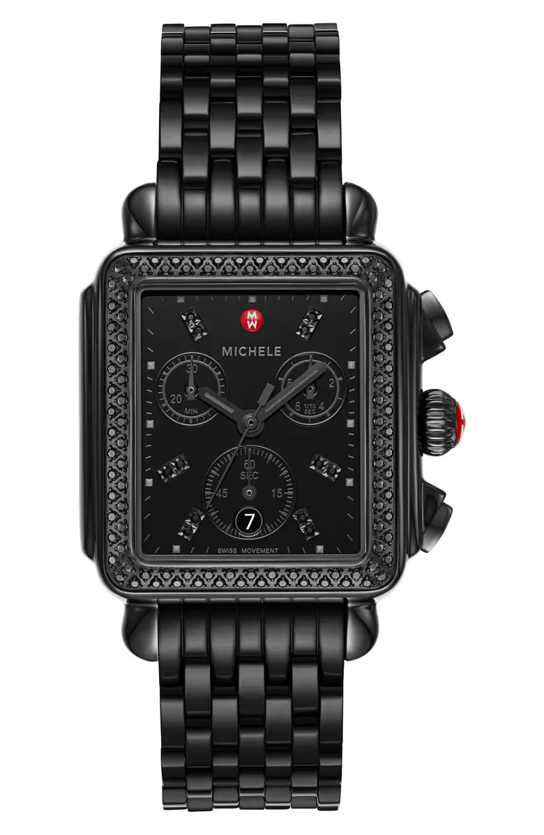 MICHELE Deco Doamond Chronograph Watch Head & Bracelet, 18mm | Nordstrom | Nordstrom