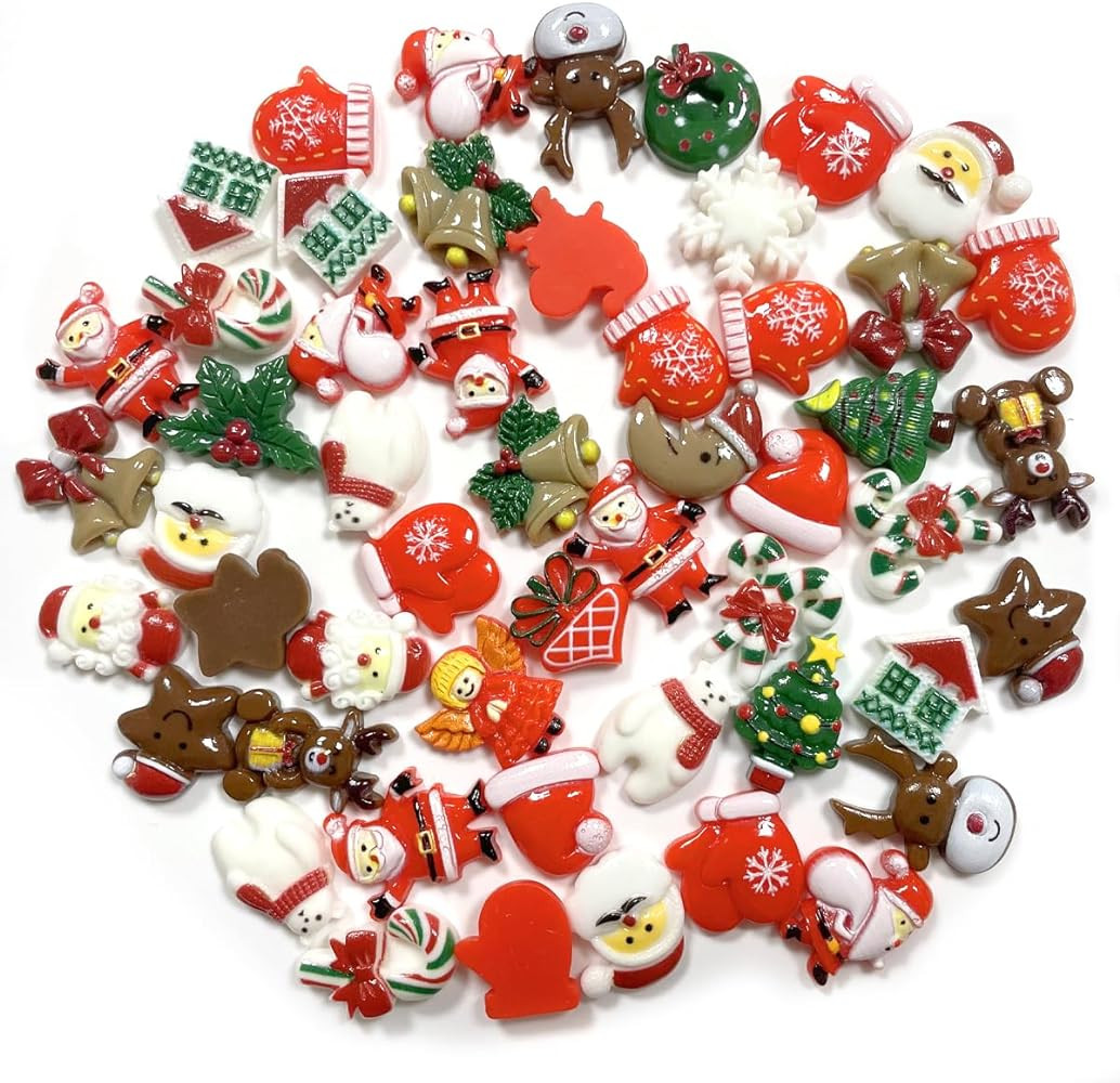 Christmas Resin Charms, 50 PCS Mini Bulk Christmas Elements Slime Flat Back Embellishments Orname... | Amazon (CA)