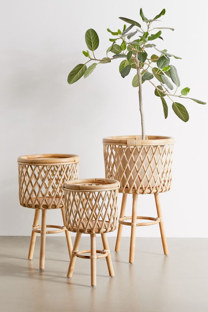 Rattan Standing Planter | Urban Outfitters (US and RoW)