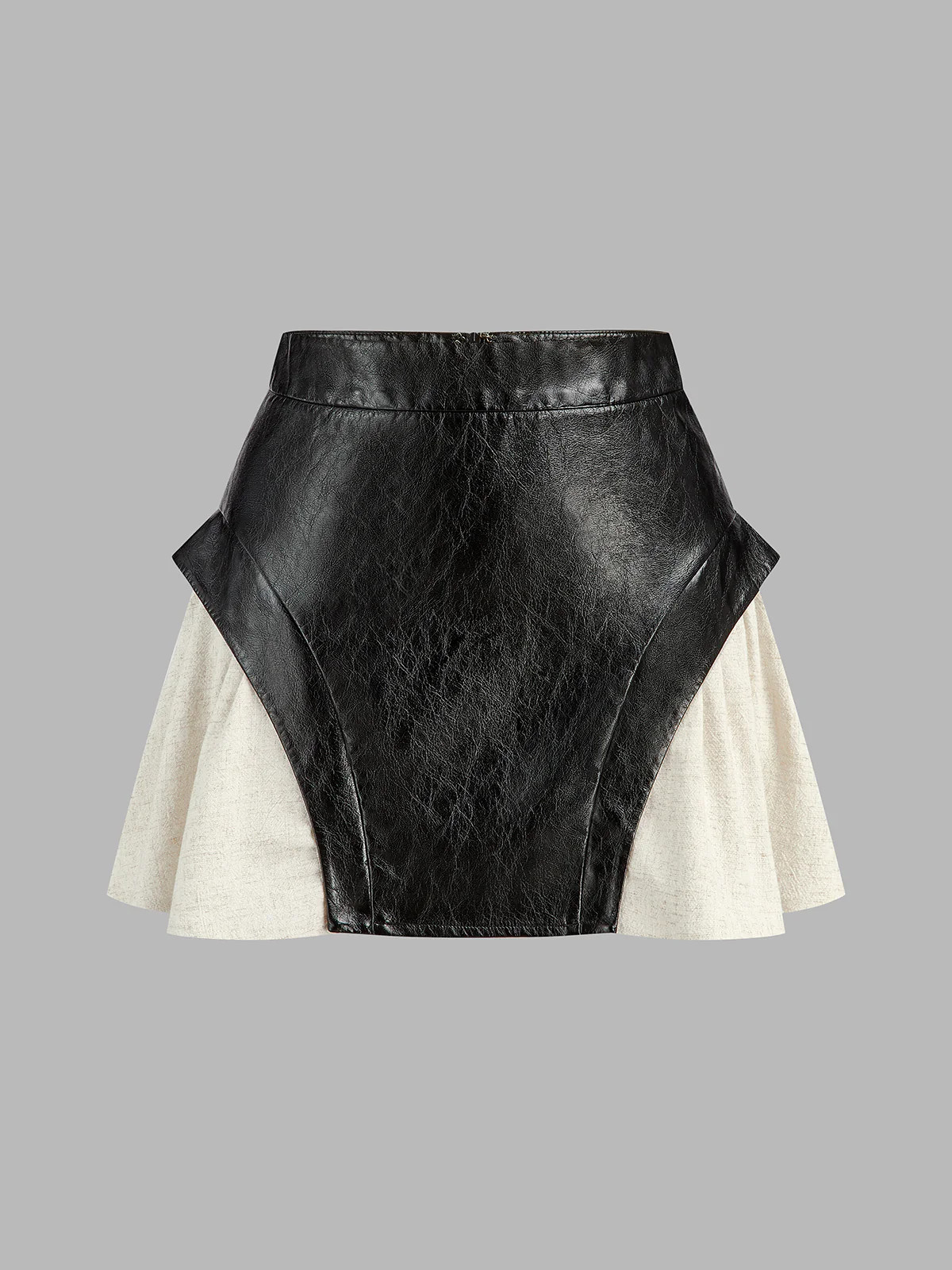 Color Block Faux Leather Mini Skirt | Commense
