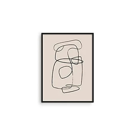 Scandinavian Wall Art Circles Line Art Wall Decor - by Haus and Hues | Neutral Wall Art Minimalist A | Walmart (US)