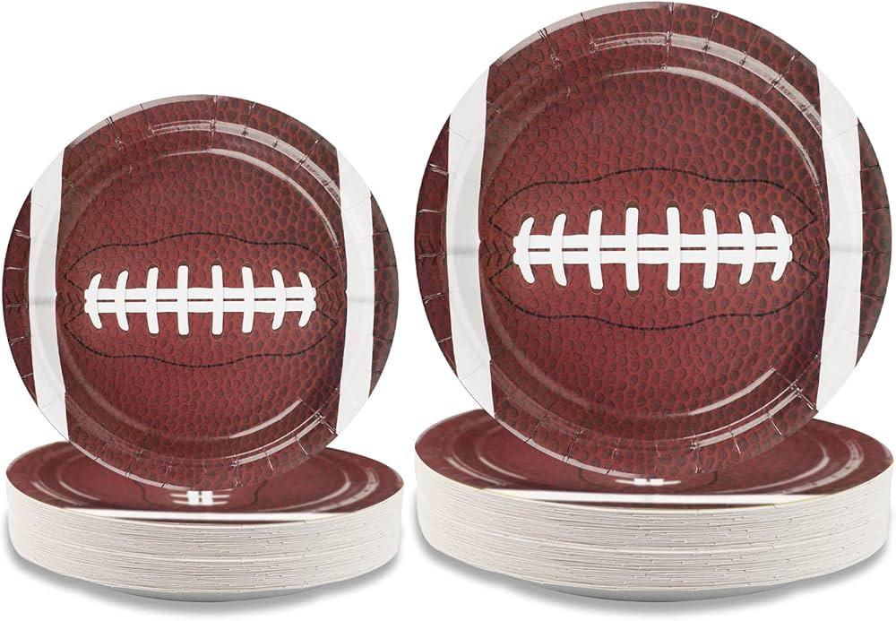 gisgfim 72pcs Football Party Paper Plates Set Disposable Football Dessert Plate Superbowl Party D... | Amazon (US)