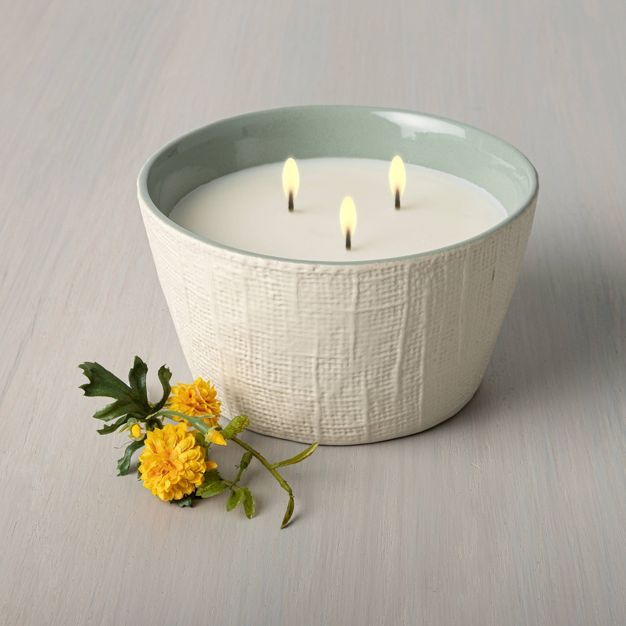 23oz Meadow 3-Wick Large Textured Ceramic Candle - Hearth & Hand™ with Magnolia | Target