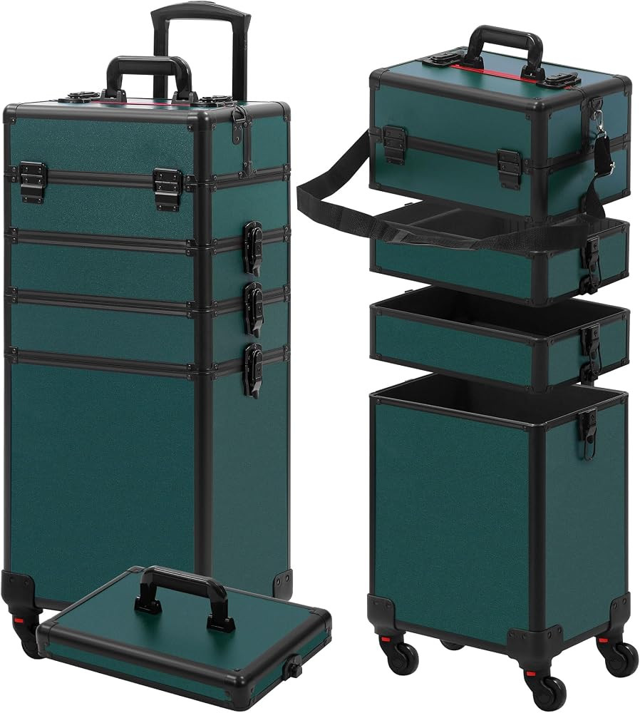 Makeup Train Case, Rolling Makeup Case with Lid, 5 in 1 Cosmetology Case on Wheels, Christmas Gif... | Amazon (US)
