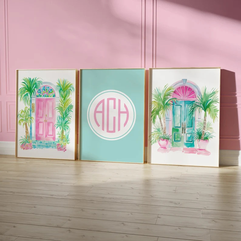 Monogrammed Wall Art for Your Preppy Baby Girl Nursery, Toddler Room, or Teen Girl Room Charlesto... | Etsy (US)