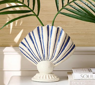 Printed Striped Shell Vase | Pottery Barn (US)