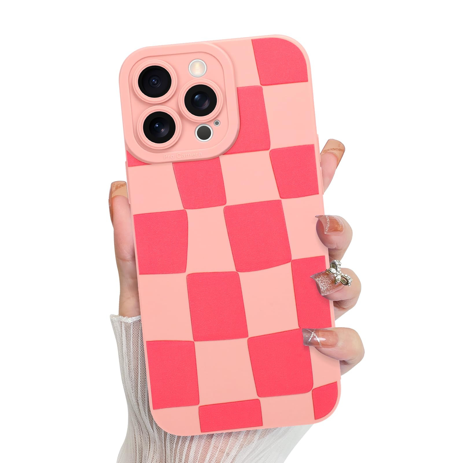 KANGHAR Compatible with iPhone 14 Pro Max Case, Silicone Checkered Cute Pattern, Camera Protectio... | Amazon (US)