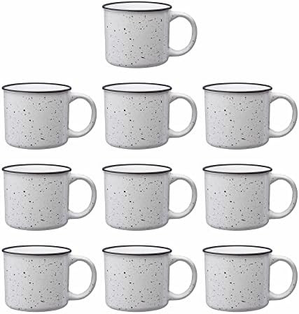 Ceramic Campfire Mug 13 oz. Set of 10, Bulk Pack - Speckled Camping Tea Cups - White | Amazon (US)