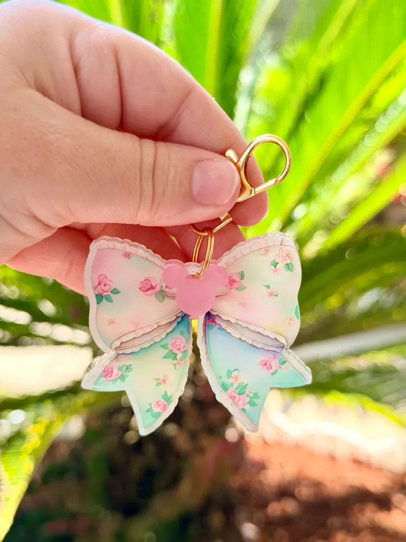 Bag Charm Vintage Floral Bow Mouse: Disney Castle, Disney Inspired Accessories, Handmade - Etsy | Etsy (Global)