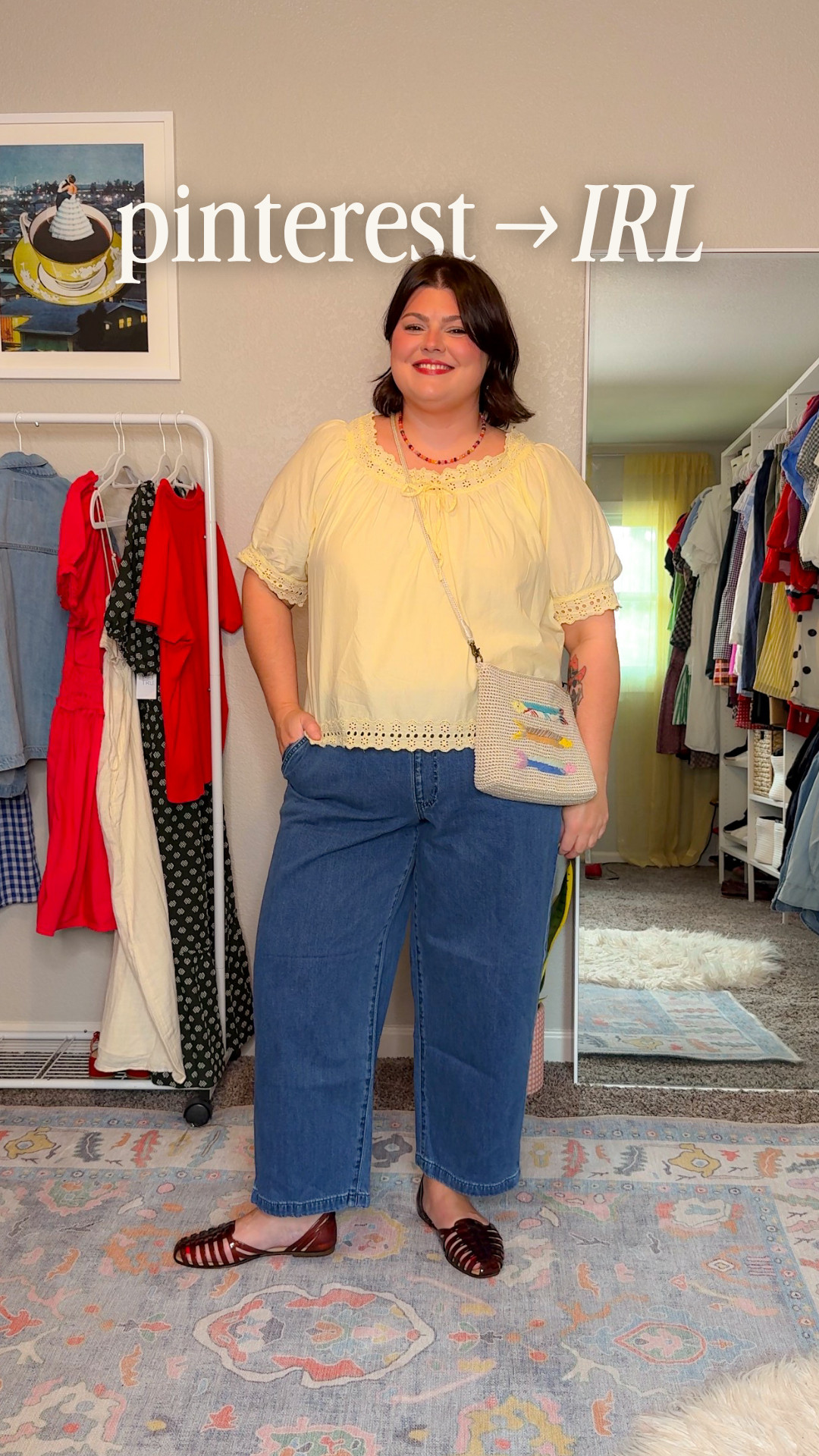 Found a Pinterest butter yellow summer look and immediately had to recreate it, sardine bag included. Yellow top, elastic waist jeans (yes, my favorite kind, I don't make the rules), jelly flats from Walmart, and chunky jewelry to round it out. The yellow top is sold out, I linked another color and other similar butter yellow tops I found ! Simple and perfect for summer

#LTKstyletip #LTKfindsunder50 #LTKshoecrush #butteryellow #jellyflats #elasticwaistjeans #sardinebag #chunkyjewelry #pinterestoutfit #pinterestfashion #summeroutfit #summerstyle #ootd

#LTKSeasonal #LTKMidsize