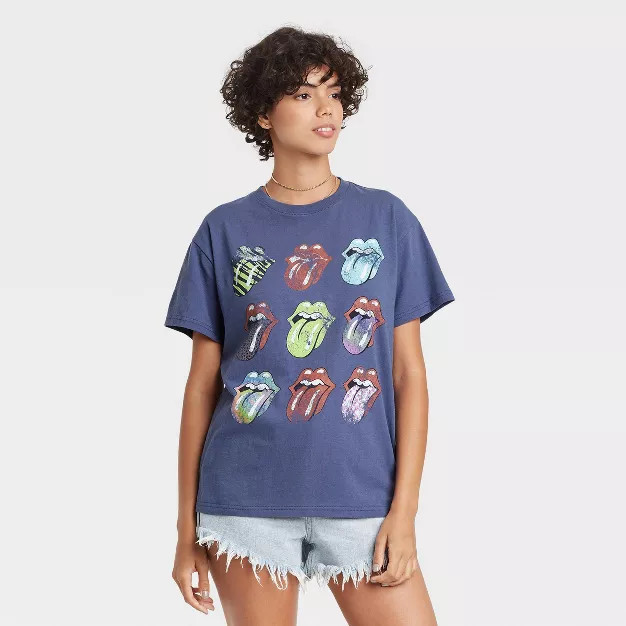 Women's The Rolling Stones Multi Logo Short Sleeve Graphic Boyfriend T-Shirt | Target
