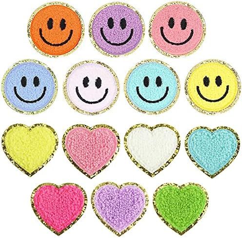 PLANTURECO Smiley Face Heart Patches, Iron on Patches 14 Pieces, Iron on Patches for Clothing, Patch | Amazon (US)