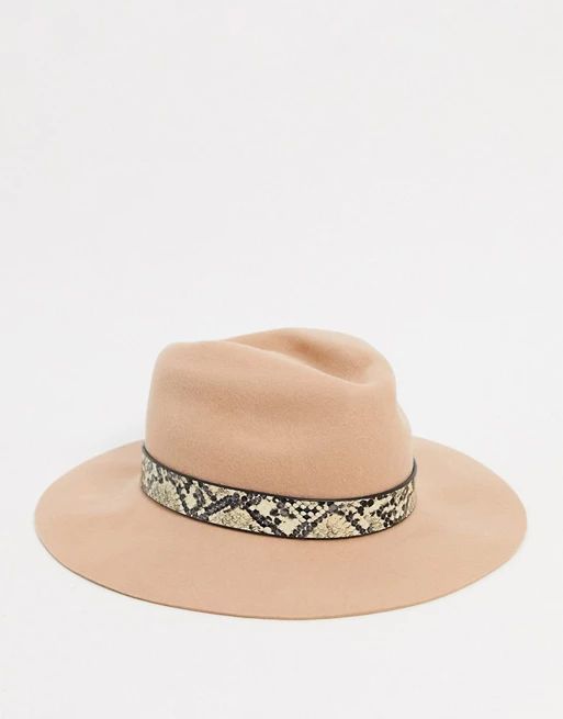 Pieces wool hat with snake trim in toasted coconut | ASOS (Global)