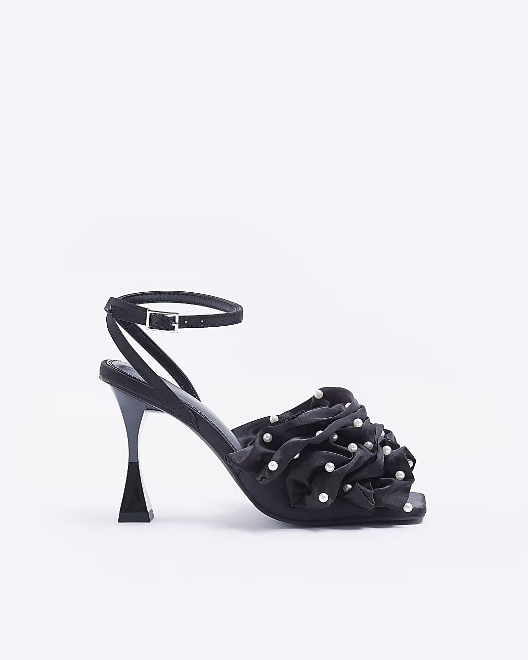 Black ruffle heeled sandals | River Island (UK & IE)