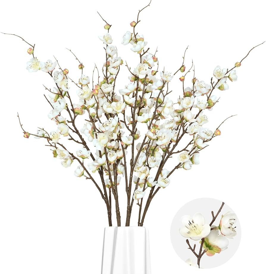 Waipfaru 4 Pcs Faux Cherry Blossom Branches, 36'' Cherry Blossom Tree Decor with Long Stems, Arti... | Amazon (US)