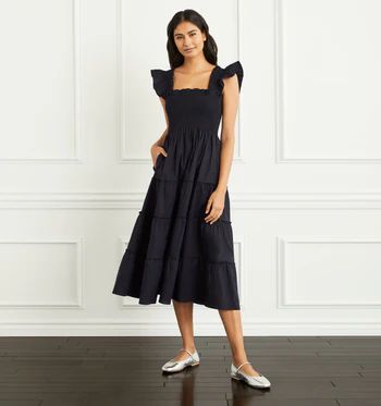 The Ellie Nap Dress - Navy Poplin w/ Pocket | Hill House Home