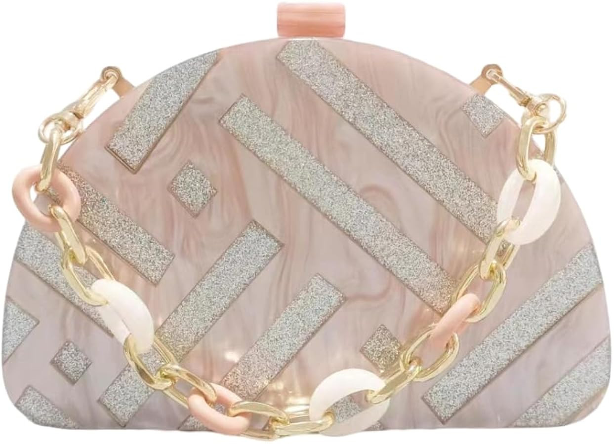 Women Acrylic Purses and Handbags Semicircle Acrylic Clutch Unique Crossbody Bag with Chain Party... | Amazon (US)