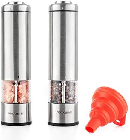 GZOOGHOME Electric Salt and Pepper Grinder Set - Battery Operated Automatic One Handed Salt Pepper M | Amazon (US)