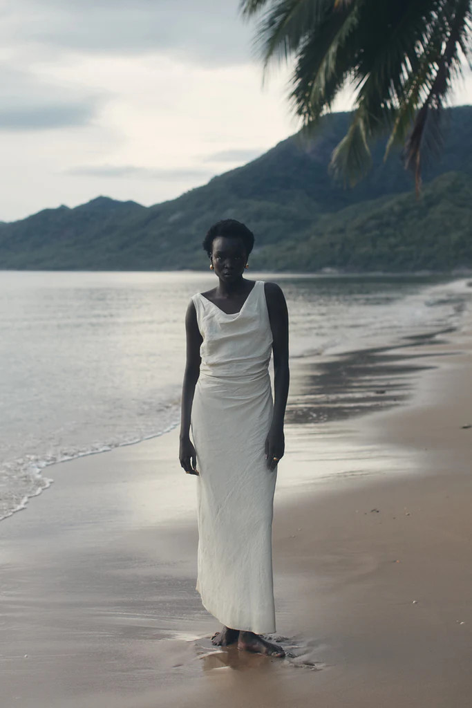 CARLA PUTTY LINEN COWL MAXI DRESS | DISSH