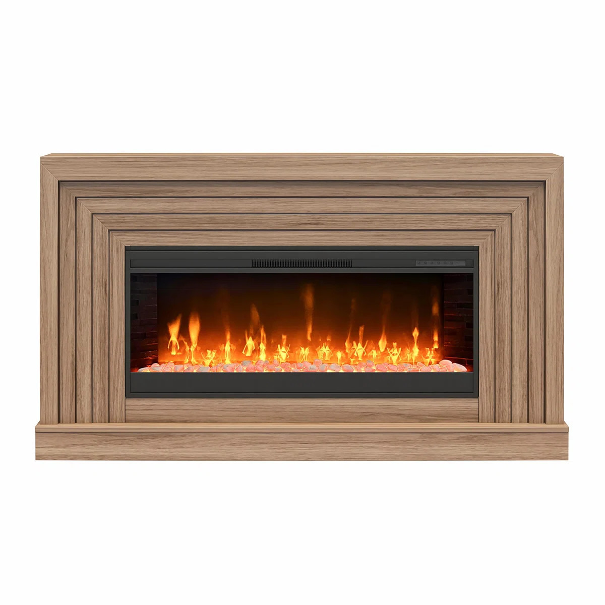 Monroe Wide Mantel Stone and Crystal Electric Fireplace | Wayfair North America