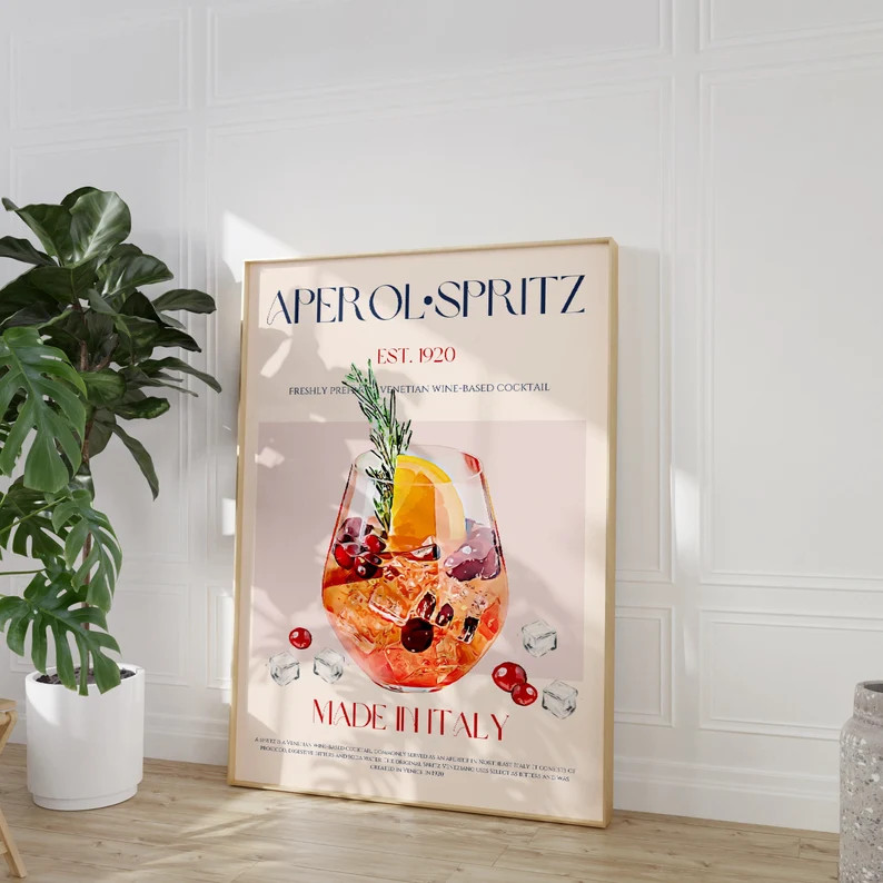 Aperol Spritz Print, Digital Download, Downloadable Print, Cocktail Print, Mid Century Modern, Ex... | Etsy (US)