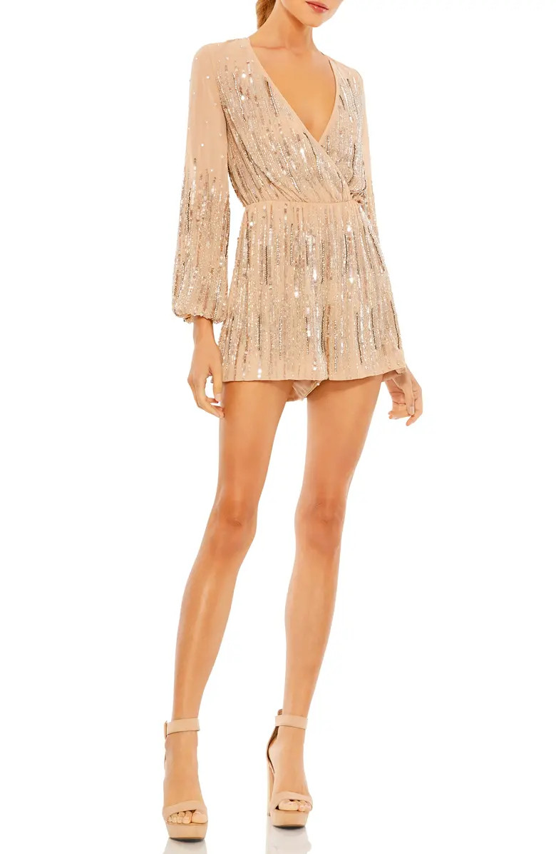 leena for Mac Duggal Sequin Long Sleeve Romper | Nordstrom | Nordstrom