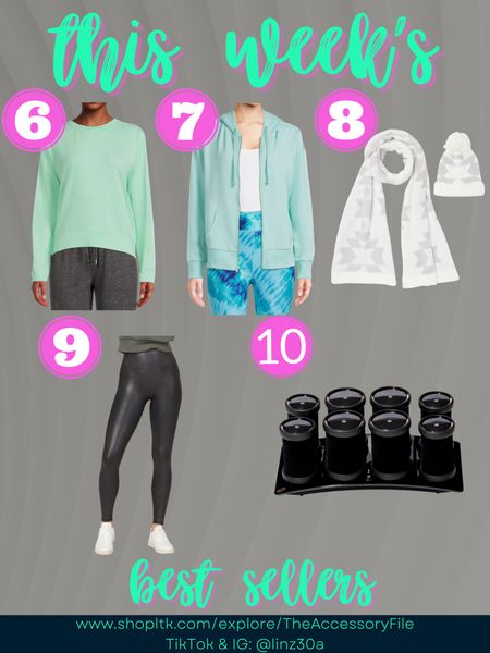 My best sellers 6-10 for the past week. Athleisure wear, zip up hoodie, full zip hoodie, faux leather leggings, volumizing hot rollers, scarf and beanie set, winter weather accessories, Walmart finds, Walmart fashion, winter fashion, winter outfits, winter looks 
#blushpink #winterlooks #winteroutfits #winterstyle #winterfashion #wintertrends #shacket #jacket #sale #under50 #under100 #under40 #workwear #ootd #bohochic #bohodecor #bohofashion #bohemian #contemporarystyle #modern #bohohome #modernhome #homedecor #amazonfinds #nordstrom #bestofbeauty #beautymusthaves #beautyfavorites #goldjewelry #stackingrings #toryburch #comfystyle #easyfashion #vacationstyle #goldrings #goldnecklaces #fallinspo #lipliner #lipplumper #lipstick #lipgloss #makeup #blazers #primeday #StyleYouCanTrust #giftguide #LTKRefresh #LTKSale #springoutfits #fallfavorites #LTKbacktoschool #fallfashion #vacationdresses #resortfashion #summerfashion #summerstyle #rustichomedecor #liketkit #highheels #Itkhome #Itkgifts #Itkgiftguides #springtops #summertops #Itksalealert #LTKRefresh #fedorahats #bodycondresses #sweaterdresses #bodysuits #miniskirts #midiskirts #longskirts #minidresses #mididresses #shortskirts #shortdresses #maxiskirts #maxidresses #watches #backpacks #camis #croppedcamis #croppedtops #highwaistedshorts #goldjewelry #stackingrings #toryburch #comfystyle #easyfashion #vacationstyle #goldrings #goldnecklaces #fallinspo #lipliner #lipplumper #lipstick #lipgloss #makeup #blazers #highwaistedskirts #momjeans #momshorts #capris #overalls #overallshorts #distressesshorts #distressedjeans #whiteshorts #contemporary #leggings #blackleggings #bralettes #lacebralettes #clutches #crossbodybags #competition #beachbag #halloweendecor #totebag #luggage #carryon #blazers #airpodcase #iphonecase #hairaccessories #fragrance #candles #perfume #jewelry #earrings #studearrings #hoopearrings #simplestyle #aestheticstyle #designerdupes #luxurystyle #bohofall #strawbags #strawhats #kitchenfinds #amazonfavorites #bohodecor #aesthetics 

#LTKbeauty #LTKSeasonal #LTKGiftGuide
