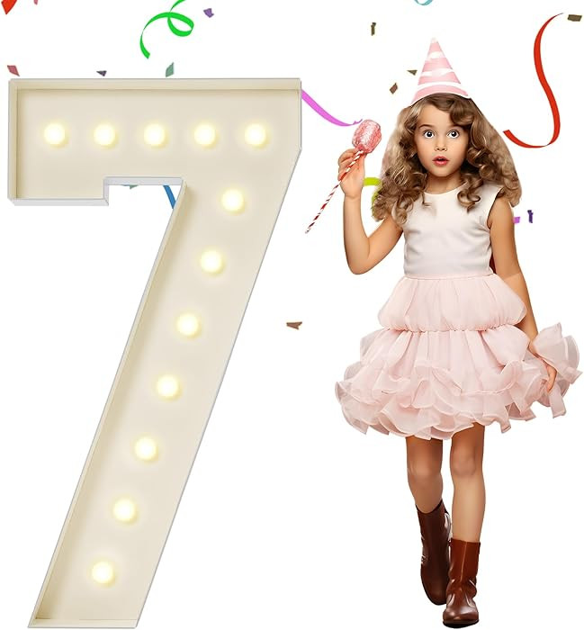 4FT Marquee Numbers, Large Light Up Numbers 7 for 7th 17th 70th Birthday Party Decorations, Giant... | Amazon (US)