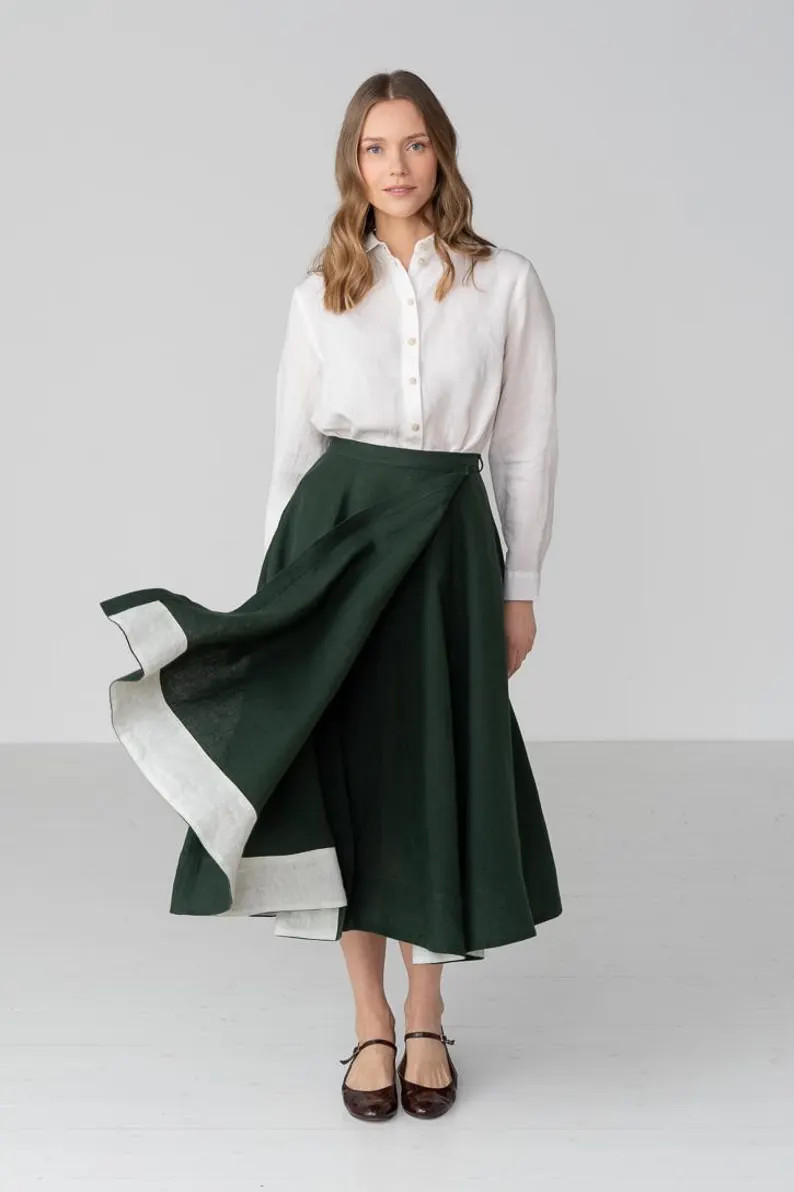 Wrap \u2013 Full-circle Linen Skirt, Evergreen - Etsy UK | Etsy (Global)
