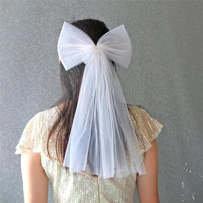 Party Decorations Hair Bow Barrettes Bridal Veils Pearl White Hair Bow Clips Accessories Bride to... | Amazon (US)