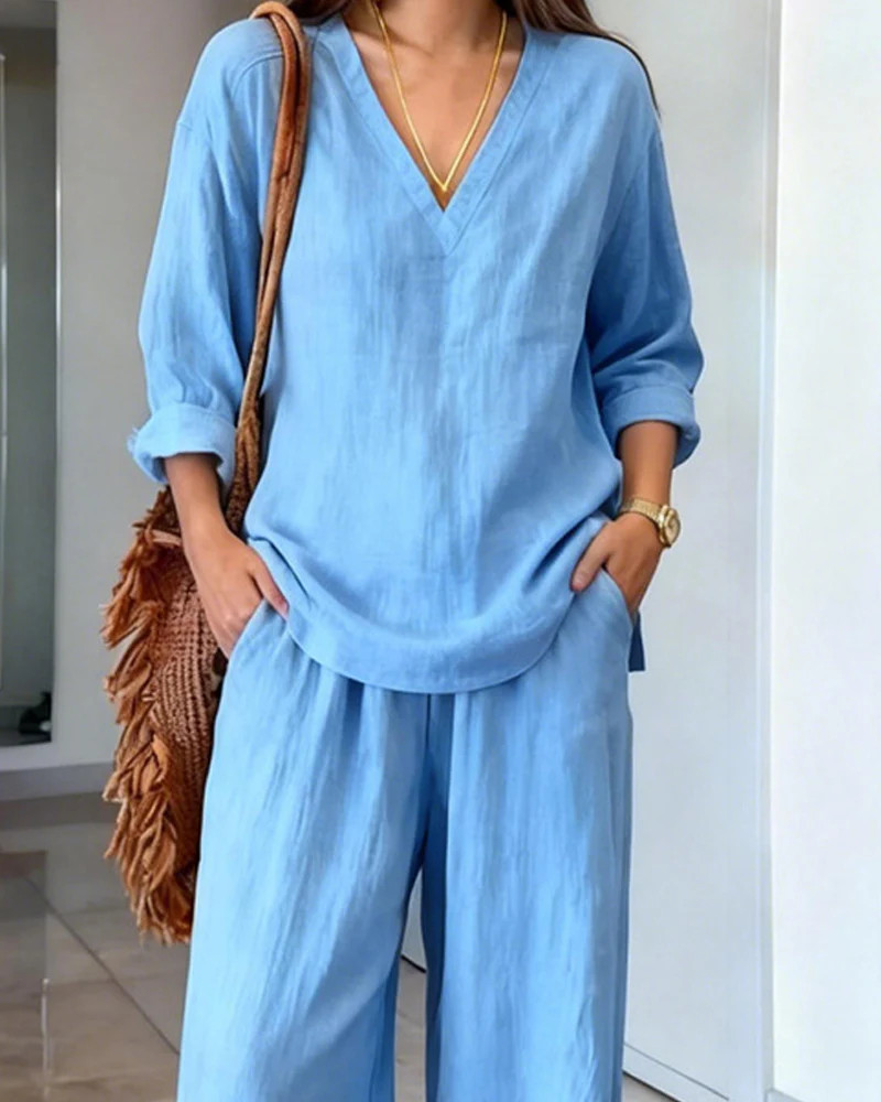 Zeagoo Casual Loose Fit Cotton Blend 2-Piece Set | Zeagoo