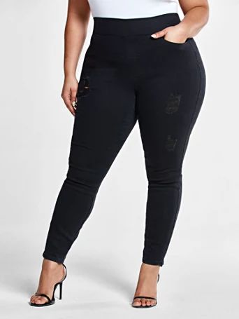 Black High-Rise Destructed Jeggings - Fashion To Figure | Fashion To Figure