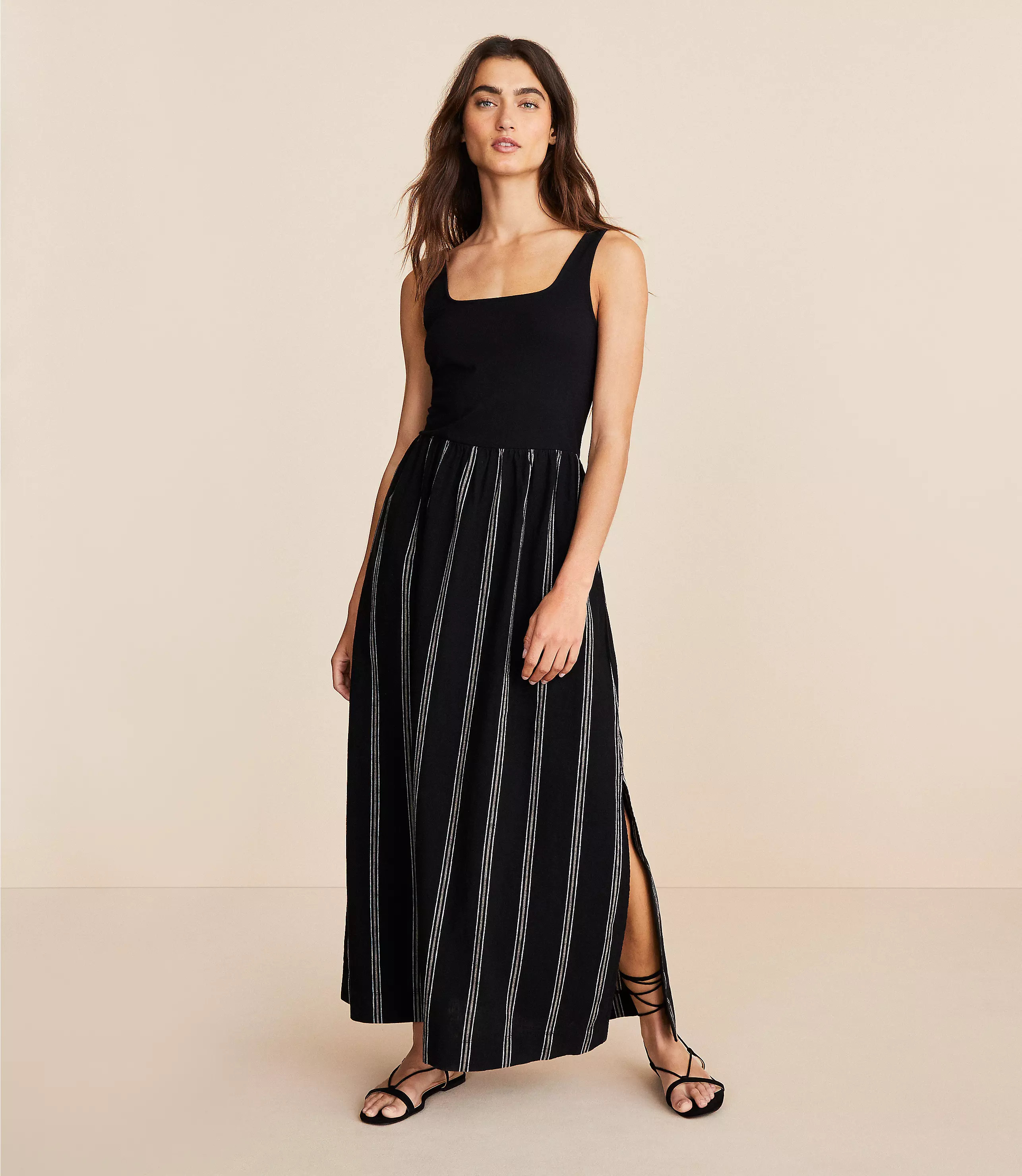 Lou & Grey Striped Mixed Media Maxi Pocket Dress | LOFT