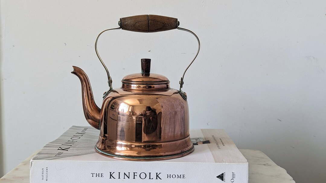 Vintage Small Copper Kettle with Wooden Handle | Etsy (US)