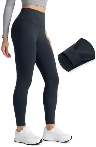CRZ YOGA Matte Fleece Lined Leggings 28'' - Thermal Casual Lounge Workout Womens Yoga Full Length... | Amazon (US)