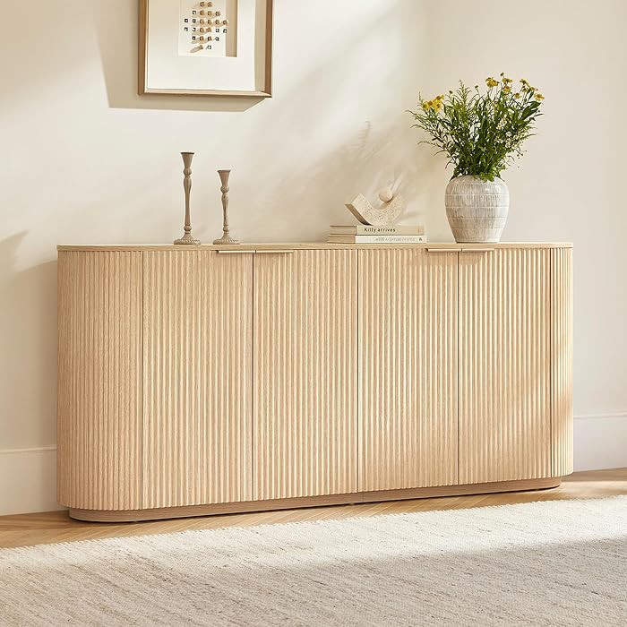 CHITA 70" Fluted Sideboard Cabinet, Buffet Cabinet with Storage, Oak | Amazon (US)