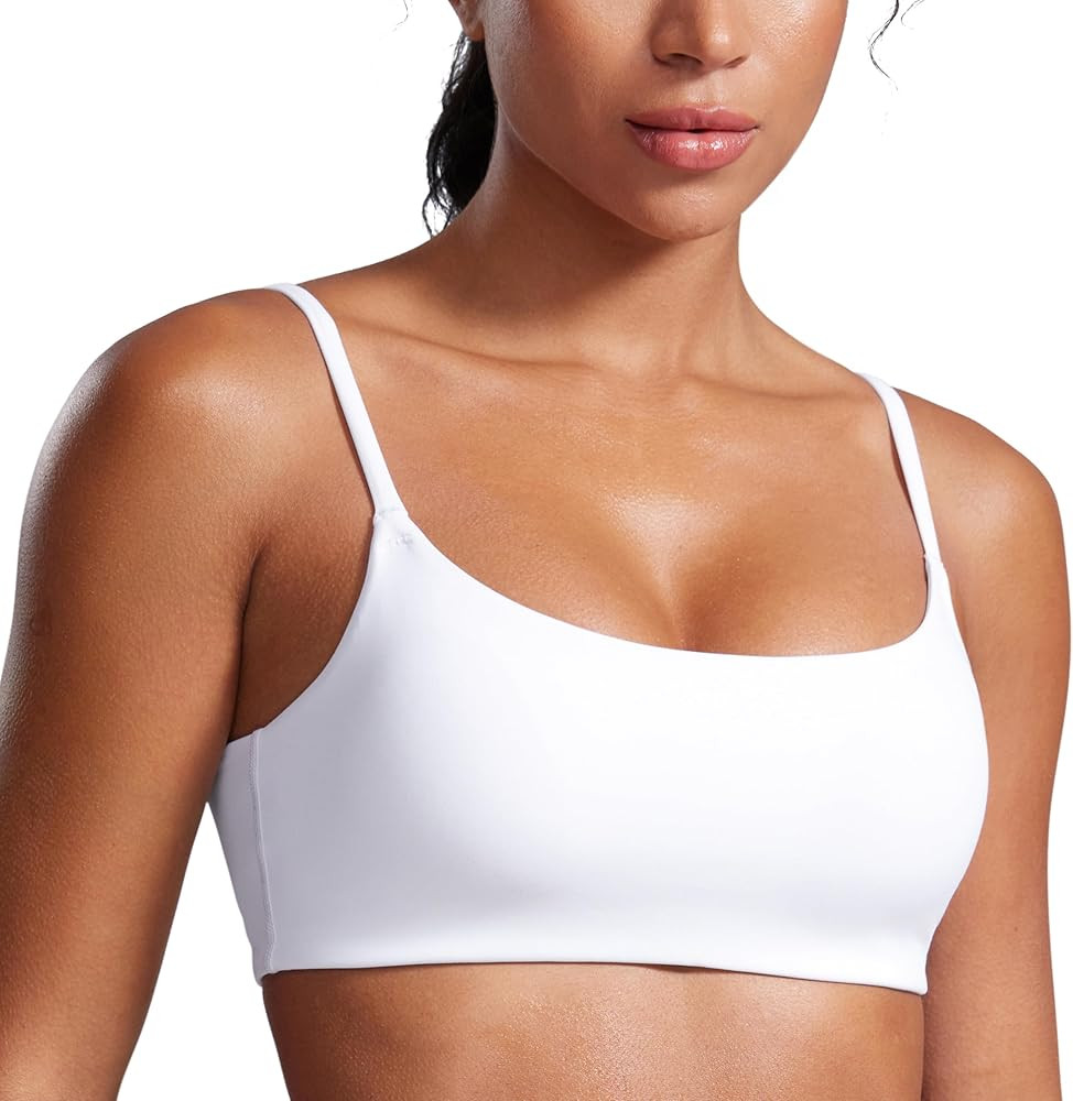 CRZ YOGA Butterbreeze Scoop Neck Sports Bras for Women - Spaghetti Straps Wireless Workout Padded... | Amazon (US)
